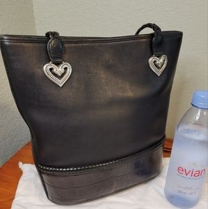 Black leather Brighton bag with braid straps and silver detailing, lightly used